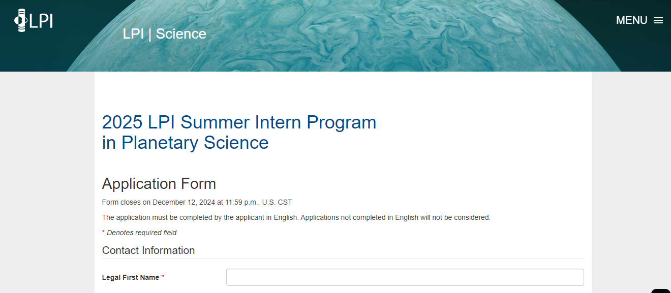 LPI Summer Internship in the United States 2025