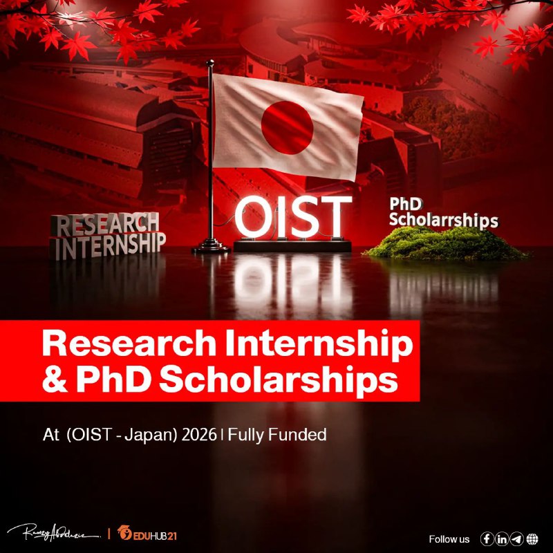 Research Internship and PhD Scholarships at Okinawa Institute of Science and Technology (OIST) 2026 | Fully Funded