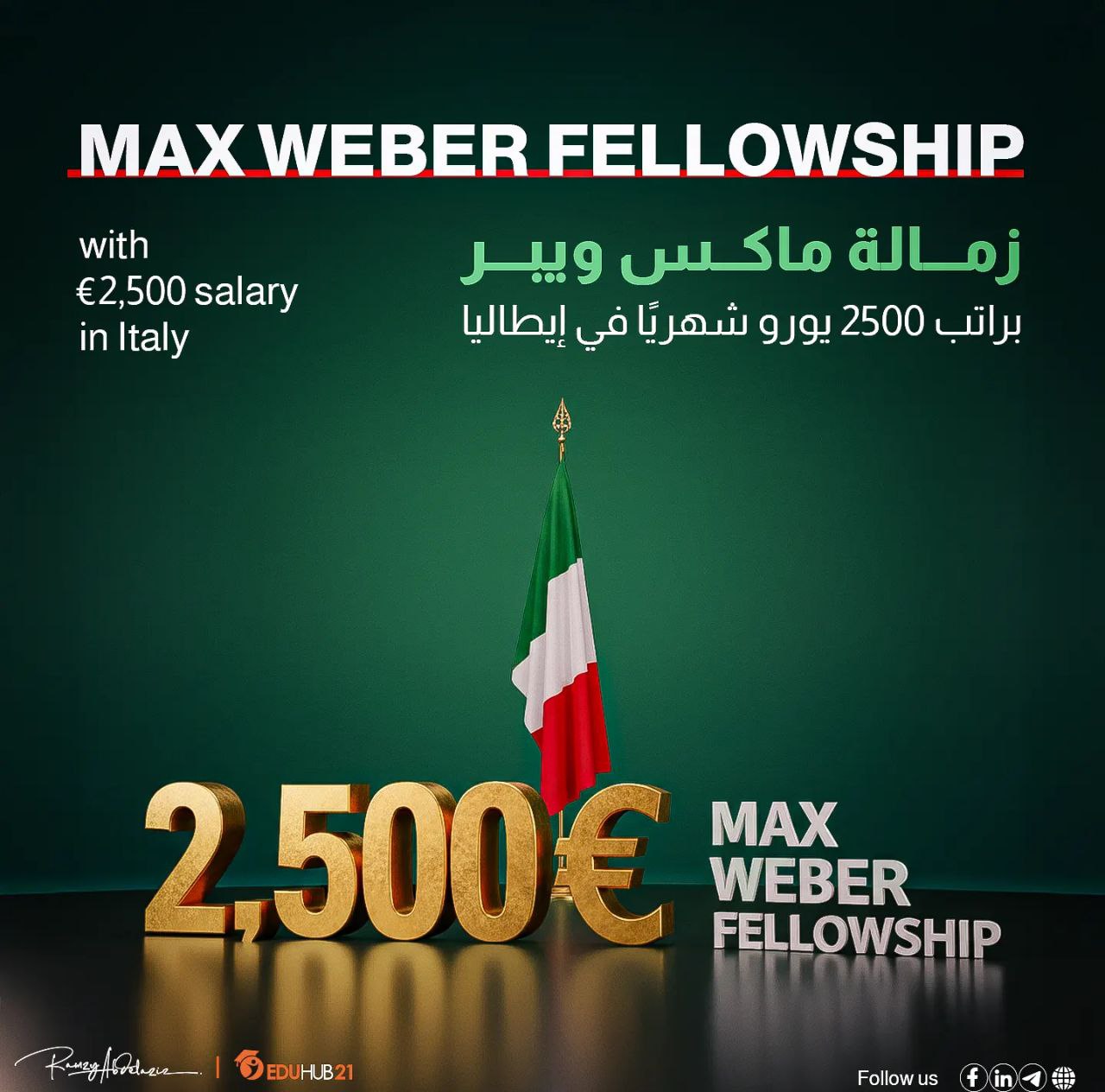 Max Weber Fellowship with €2,500 salary in Italy 2026
